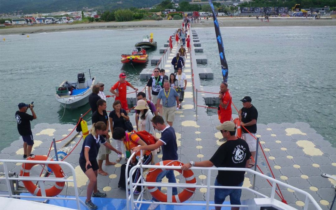 Ponton d’embarquement – Tour de France Cyclisme – Plage de l’Arinella – Bastia, Corse – 2013