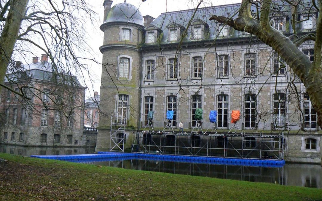 Ponton cinéma pour tournage du film The Hessen, Château Belœil – Belgique – 2008